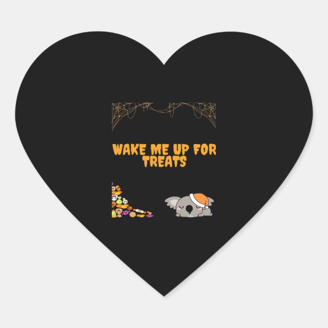 Sticker Cœur Un animal endormi prêt pour les friandises d'Hallo (Devant)