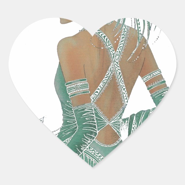 Sticker Cœur Un aperçu de l'élégance : Green Backless Dress Des (Devant)