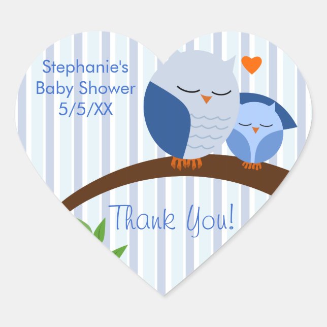Sticker Cœur Un Baby shower Bleu (Devant)