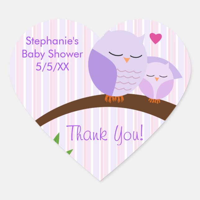 Sticker Cœur Un Baby shower Violet (Devant)
