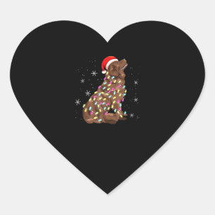 Sticker Cœur Un cadeau léger de Noël à Terre-Neuve amoureux