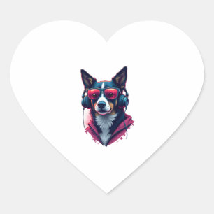 Sticker Cœur Un chien Habu portant lunettes de soleil et casque