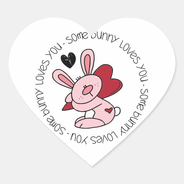 Sticker Cœur Un Lapin T'Aime (Devant)