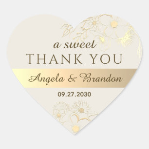 Sticker Cœur Un Merci sucré Gold Wedding Favor