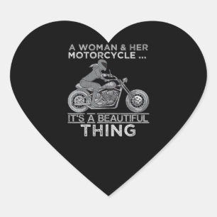 Sticker Cœur Une Femme Et Son Cadeau D'Art À Moto Pour Les Vé