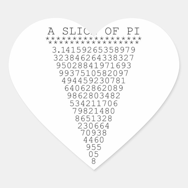 Sticker Cœur Une tranche de Pi Graphic (Devant)