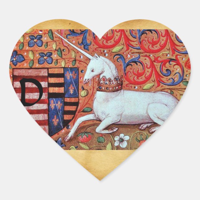Sticker Cœur UNICORN VIEUX PARCHEMENT BROWN MONOGRAM Coeur (Devant)
