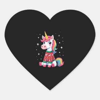 Sticker Cœur Unicorn with Christmas Sweater Unicorn Girls Chris