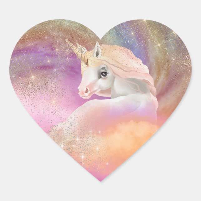 Sticker Cœur Unicorne Universe Arc-en-ciel (Devant)