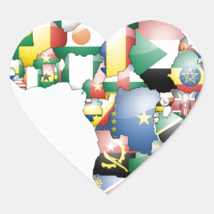 Sticker Cœur Unité dans la diversité : Collection des drapeaux 