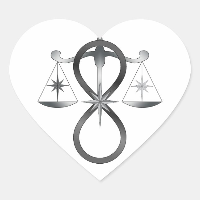 Sticker Cœur Unité religieuse Symbole de Dieu Pagan Monochrome (Devant)