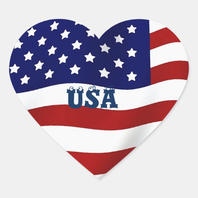 Sticker Cœur USA - Avec amour_ (Devant)