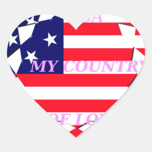 Sticker Cœur USA Star Spangled Love My Country of Love