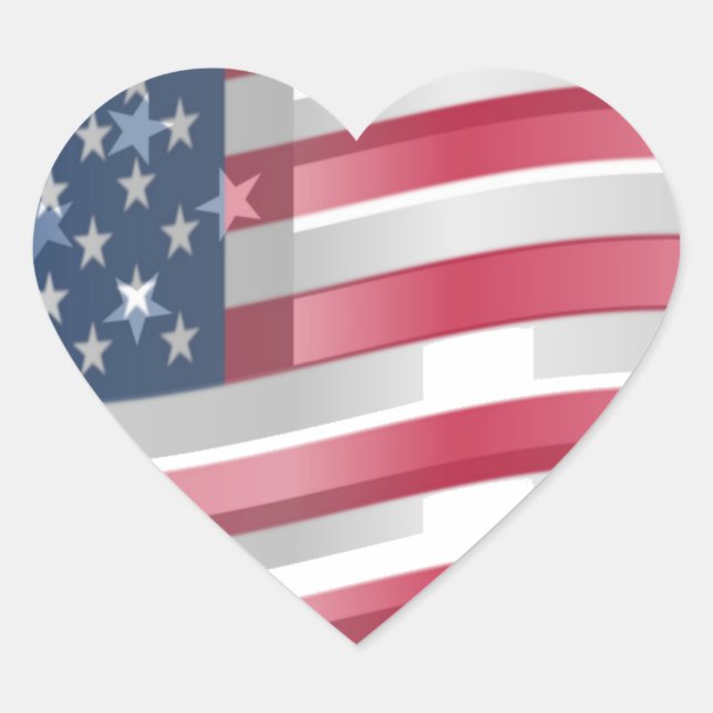 Sticker Cœur USA Unites : Stripes & Stars en Gras Design (Devant)