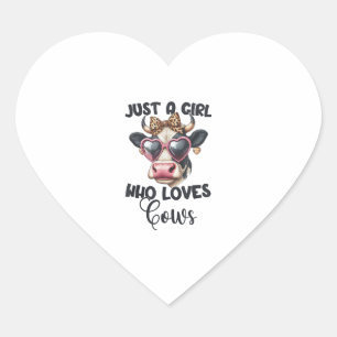 Sticker Cœur Vache Aime Juste Une Fille Qui Aime Les Vaches _1