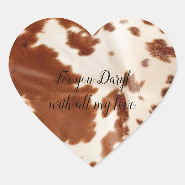 Sticker Cœur Vache blanche Brown (Devant)