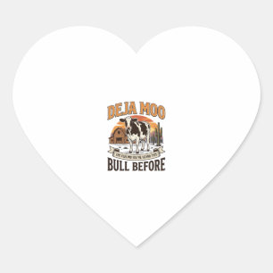 Sticker Cœur Vache drôle Deja Moo Création de chemise western v