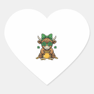 Sticker Cœur Vache Highland St Patrick Pot d'Or Art Vintage_1