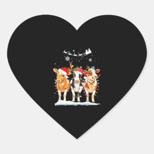 Sticker Cœur Vache Lumières Noël Ornements