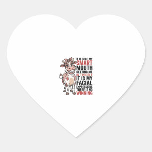 Sticker Cœur Vache mignonne insolente graphique vintage Smart M