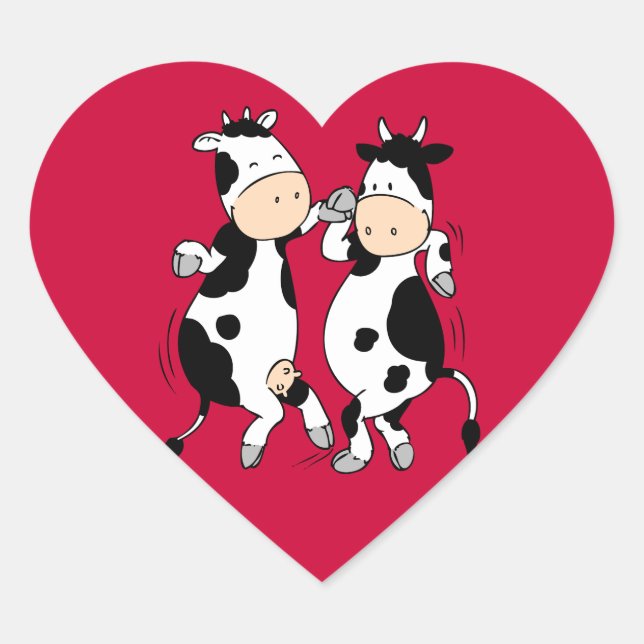 Sticker Cœur Vaches dansantes (mooviestars) (Devant)