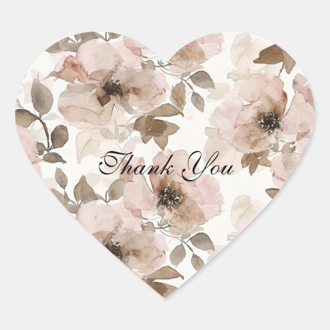 Sticker Cœur Vachette Rose Marron Fleur Southwestern  (Devant)