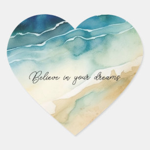 Sticker Cœur Vagues d'océan de plage