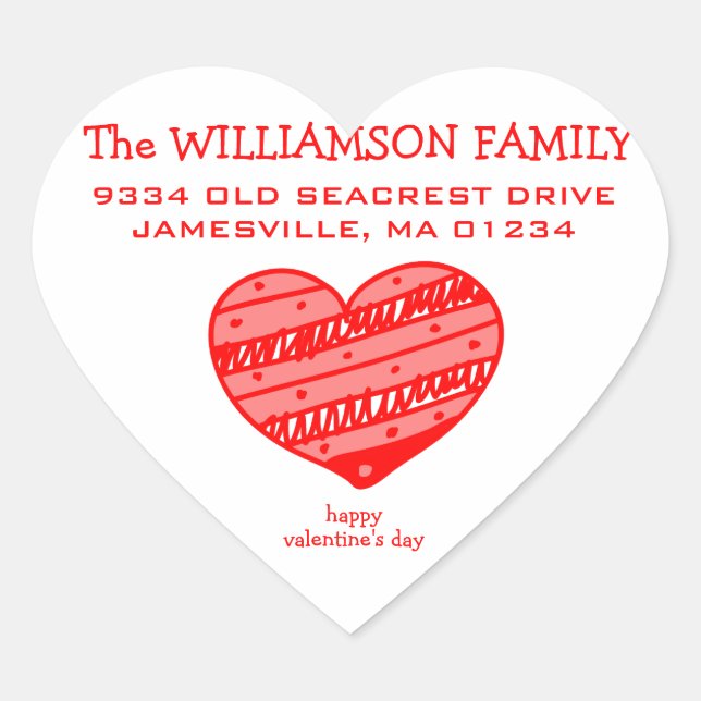 Sticker Cœur Valentine en forme de coeur Adresse de retour Étiq (Devant)