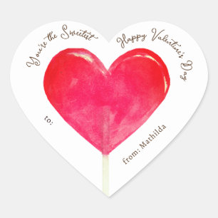 Sticker Cœur Valentine Hot Rose Heart Lollipop