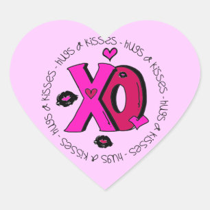 Sticker Cœur Valentine Hugs et baisers