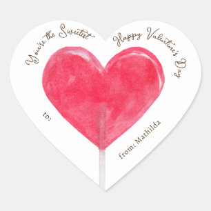 Sticker Cœur Valentine Pink Heart Lollipop