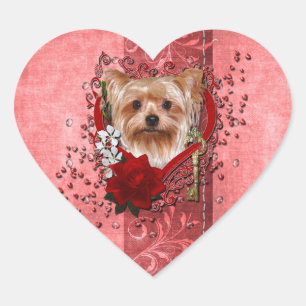 Sticker Cœur Valentines - Clé de mon coeur - Yorkshire Terrier