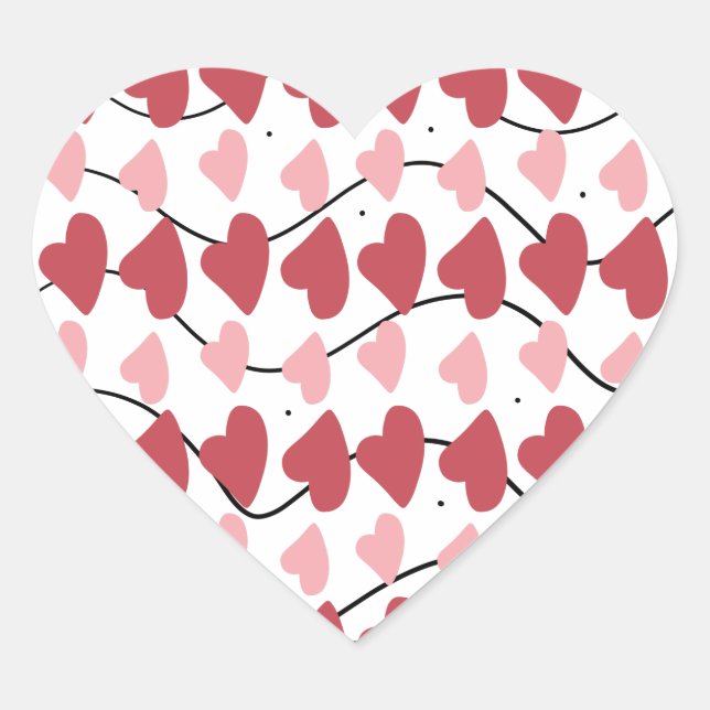 Sticker Cœur Valentines Coeurs Doodles Dots Motif (Devant)