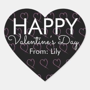 Sticker Cœur Valentines Day Scribble Hearts rose noir