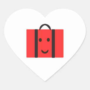 Sticker Cœur valise rouge heureuse
