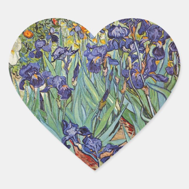 Sticker Cœur Van Gogh Irises Peinture impressionniste (Devant)