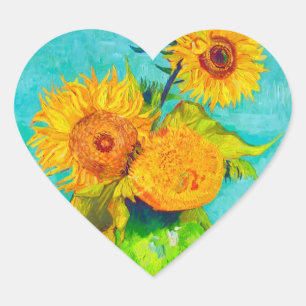 Sticker Cœur Van Gogh Sunflowers