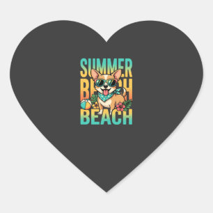 Sticker Cœur Vecteur de vacances de chien de plage d'été