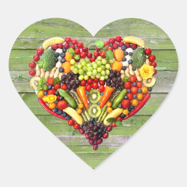 Sticker Cœur VEGAN LOVE - votre coeur vert bois (Devant)