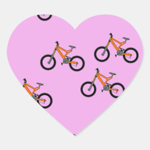 Sticker Cœur Vélos motif sur rose