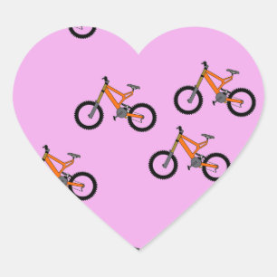 Sticker Cœur Vélos motif sur rose