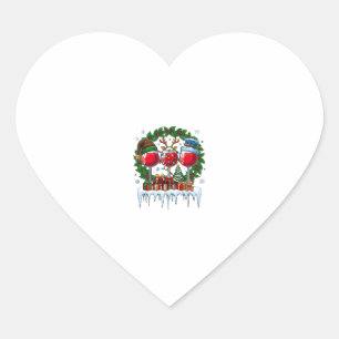 Sticker Cœur Verres à vin rouge de Noël Couronne de houx Bonhom