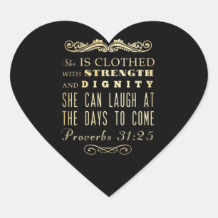 Sticker Cœur Versets bibliques chrétiens - Proverbes 31:25