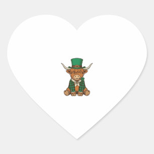 Sticker Cœur Vêtement à motif de trèfle irlandais et vache des