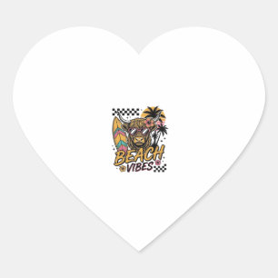 Sticker Cœur Vibes de plage vache highland été art vectoriel_1