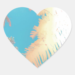 Sticker Cœur Vibes positives Palmiers tropicaux