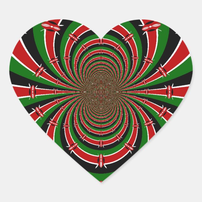 Sticker Cœur Vibrant Kenya Vision : Drapeau kényan en miroir (Devant)