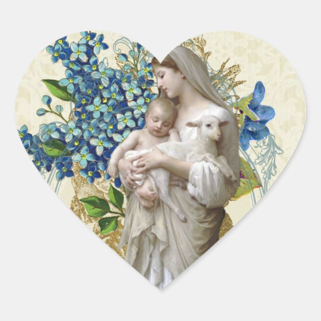 Sticker Cœur Vierge religieuse catholique Marie Jésus Flora (Devant)