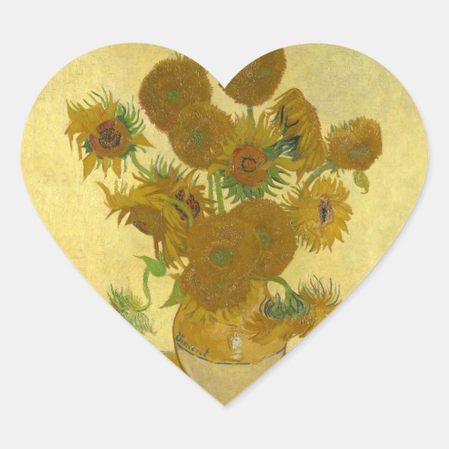 Sticker Cœur Vincent Van Gogh 15 Peinture de tournesols (Devant)