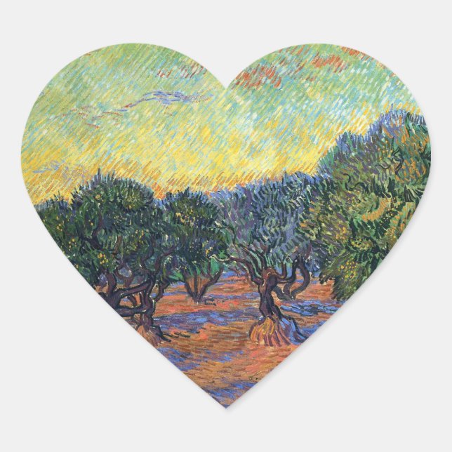 Sticker Cœur Vincent Van Gogh Olive Grove Impressionnisme Art (Devant)